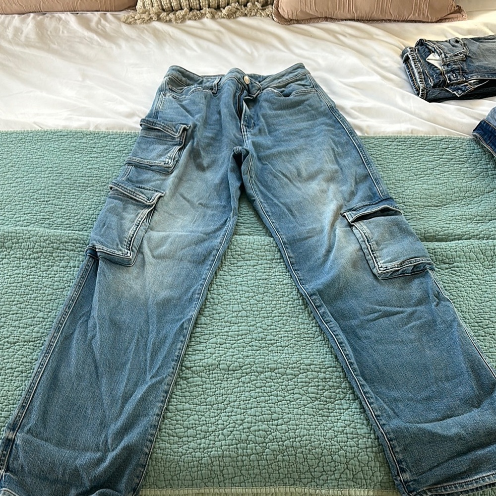 Express Light Blue Cargo Denim Jeans